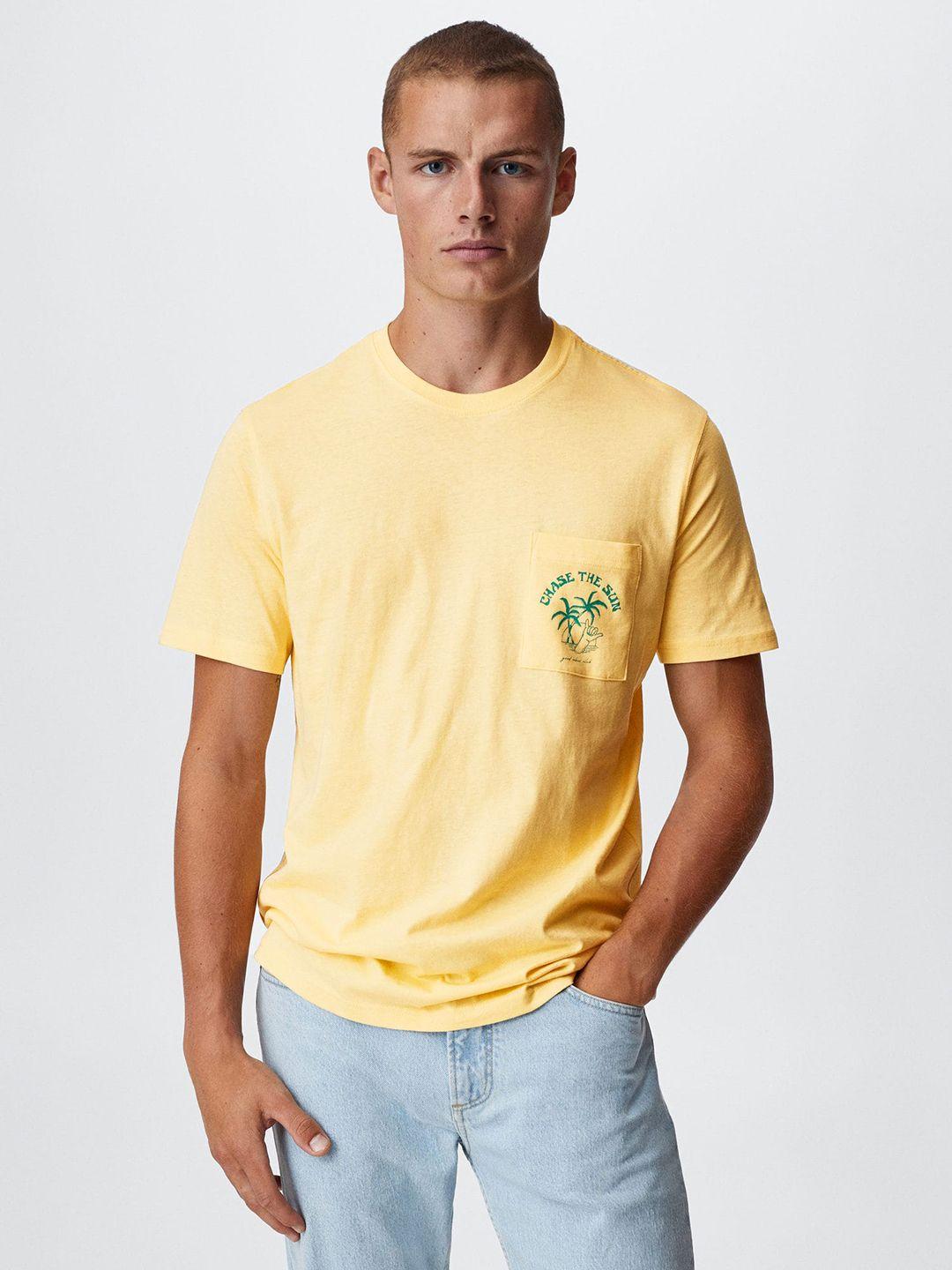 mango man printed pocket pure cotton sustainable t-shirt