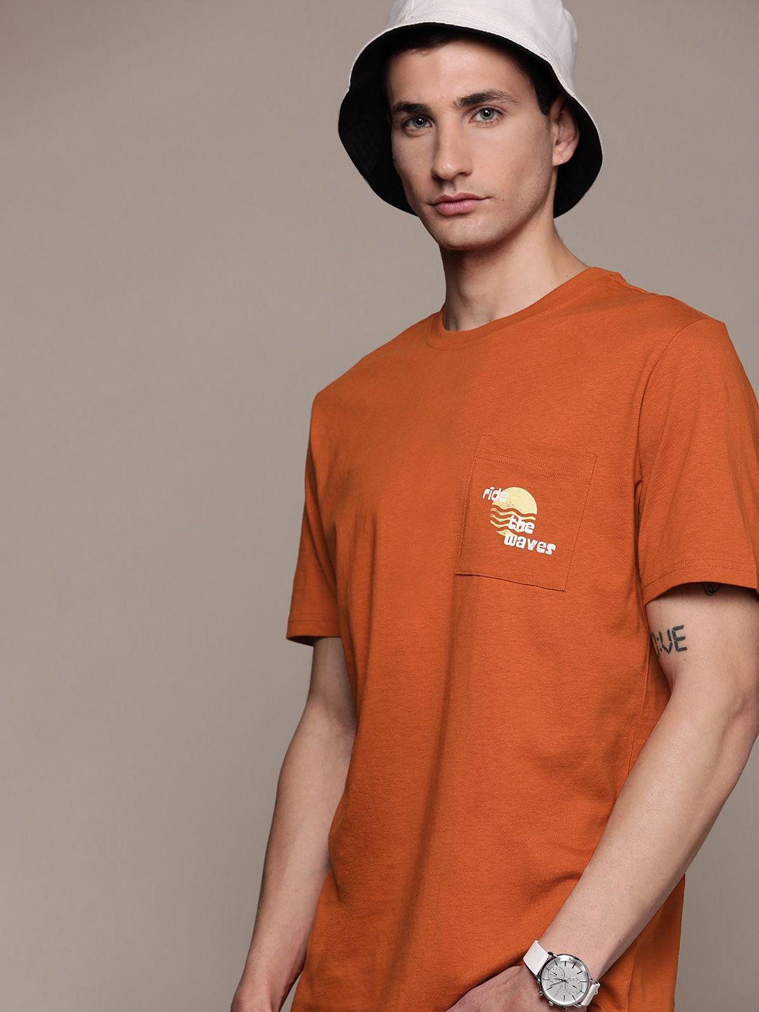 mango man printed pocket pure cotton t-shirt