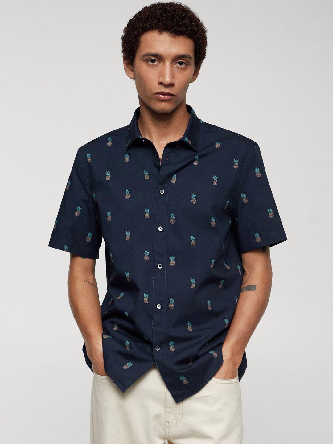 mango man printed pure cotton casual shirt