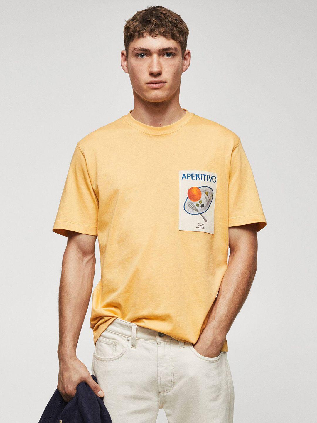 mango man printed pure cotton t-shirt