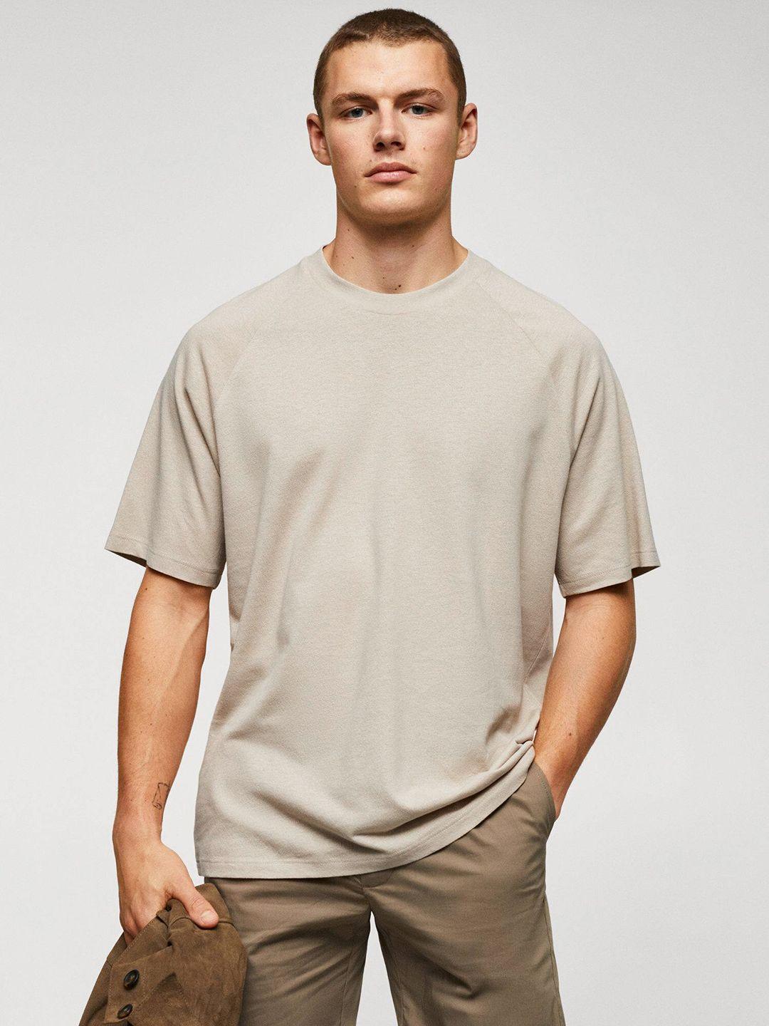 mango man relaxed fit cotton linen t-shirt