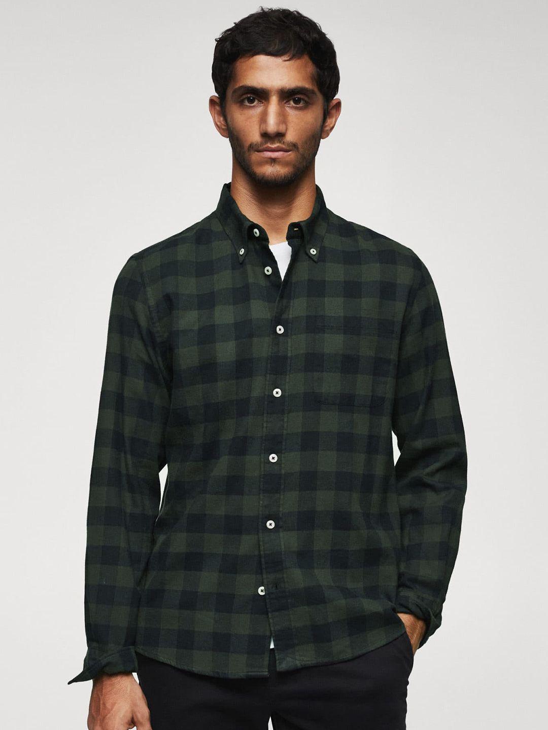 mango man slim fit buffalo checked sustainable flannel casual shirt