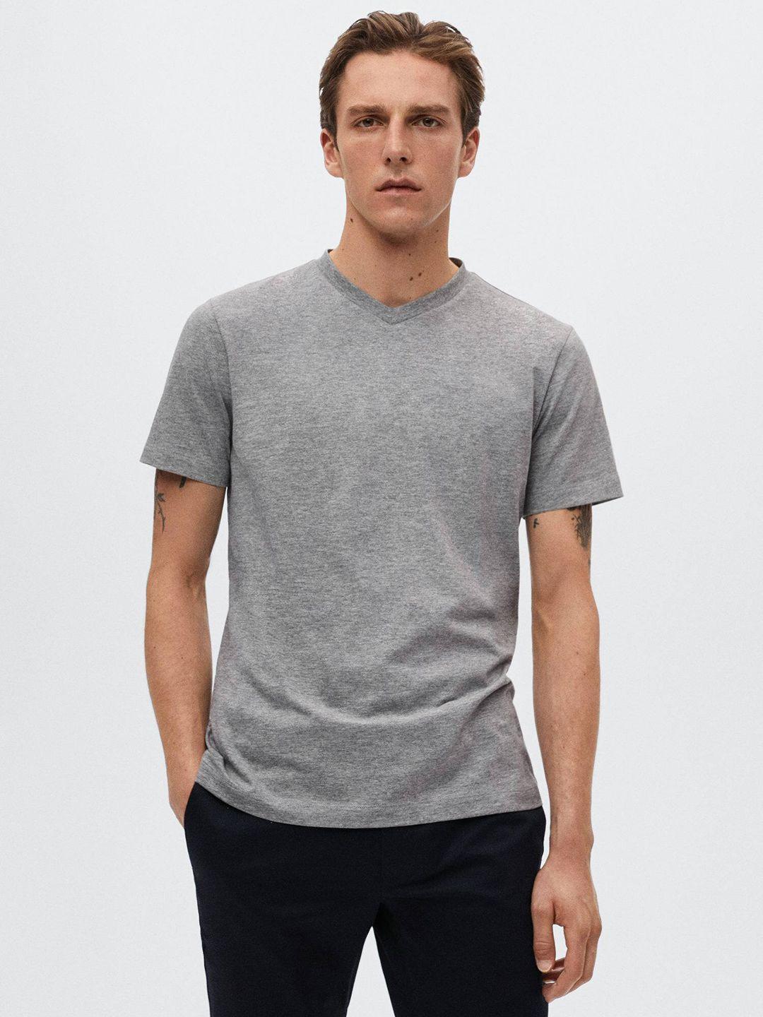 mango man solid basic v-neck t-shirt