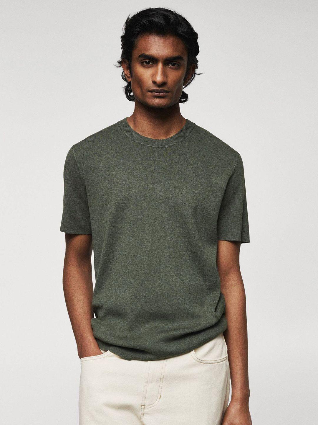 mango man solid knitted t-shirt