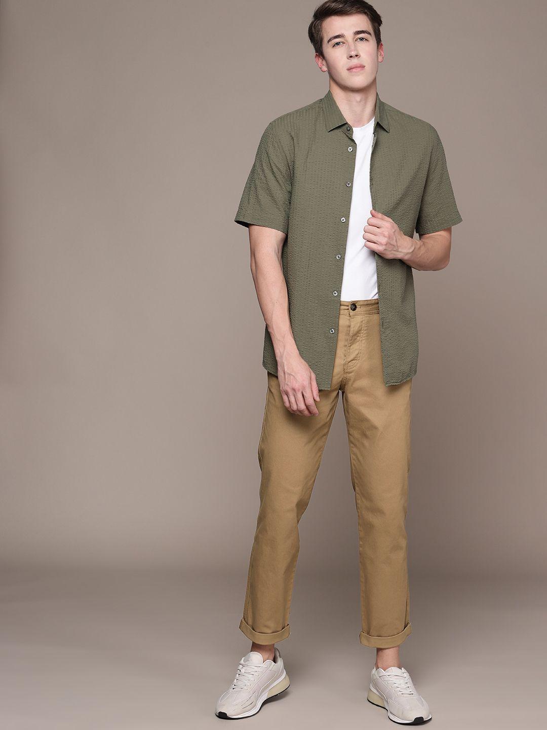 mango man straight fit stretchable chino trousers