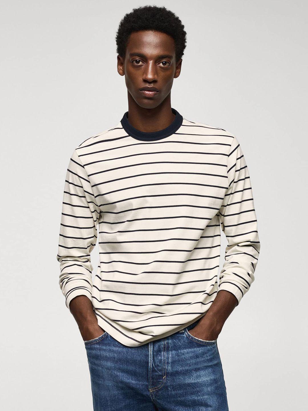 mango man striped long sleeve pure cotton t-shirt