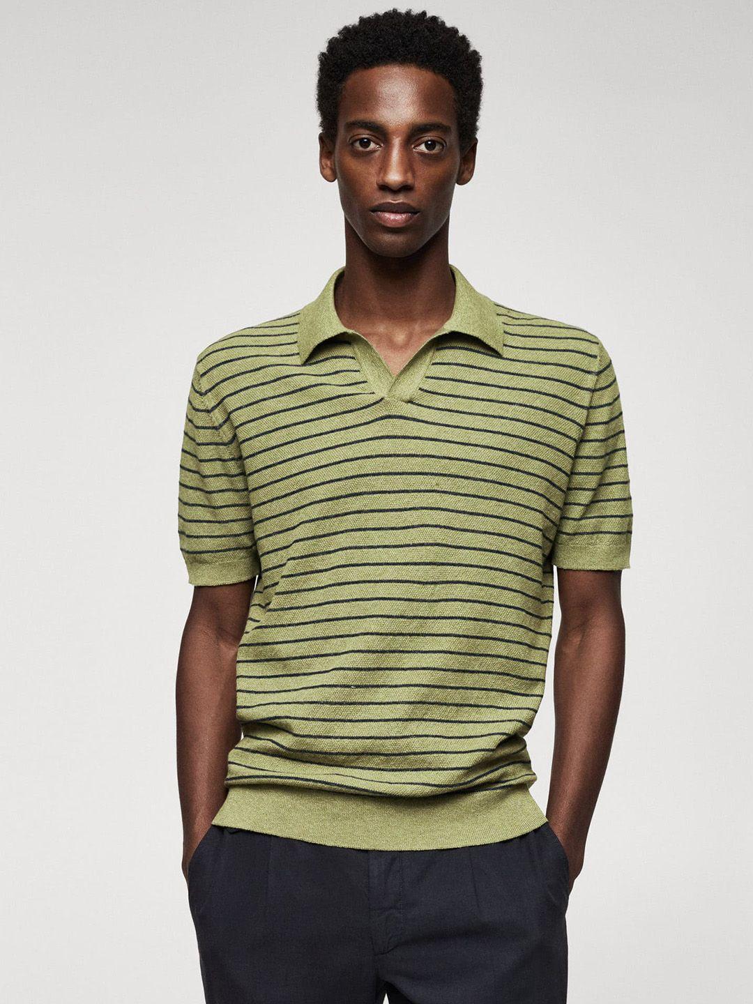 mango man striped polo collar sustainable t-shirt