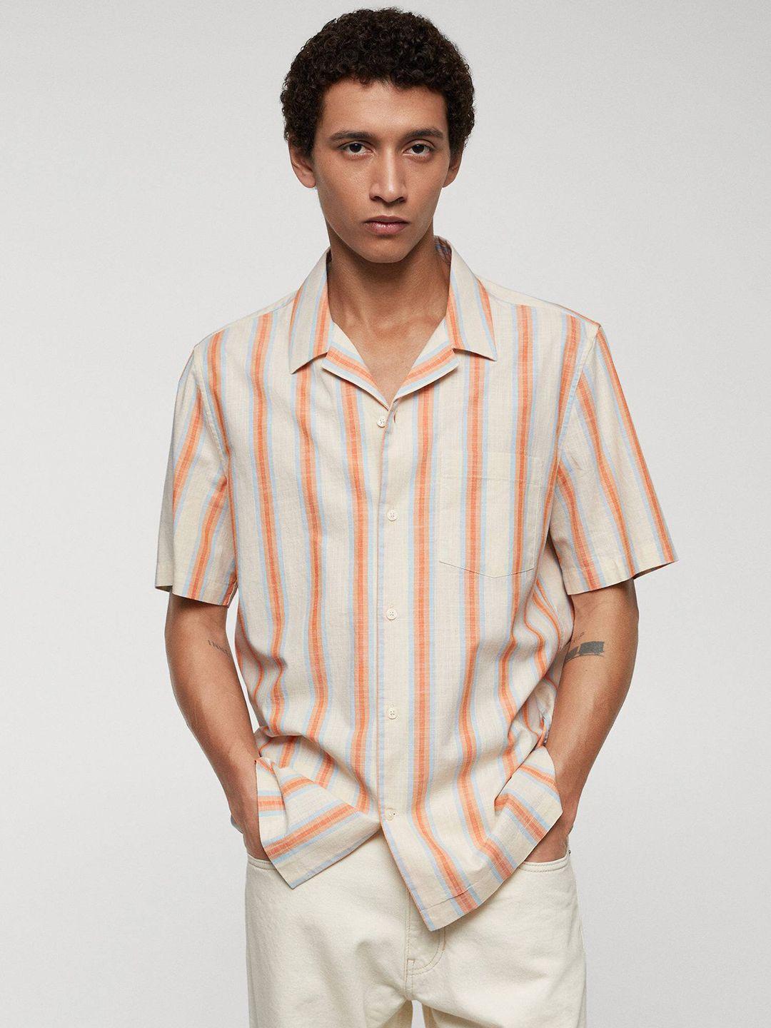 mango man striped pure cotton casual shirt