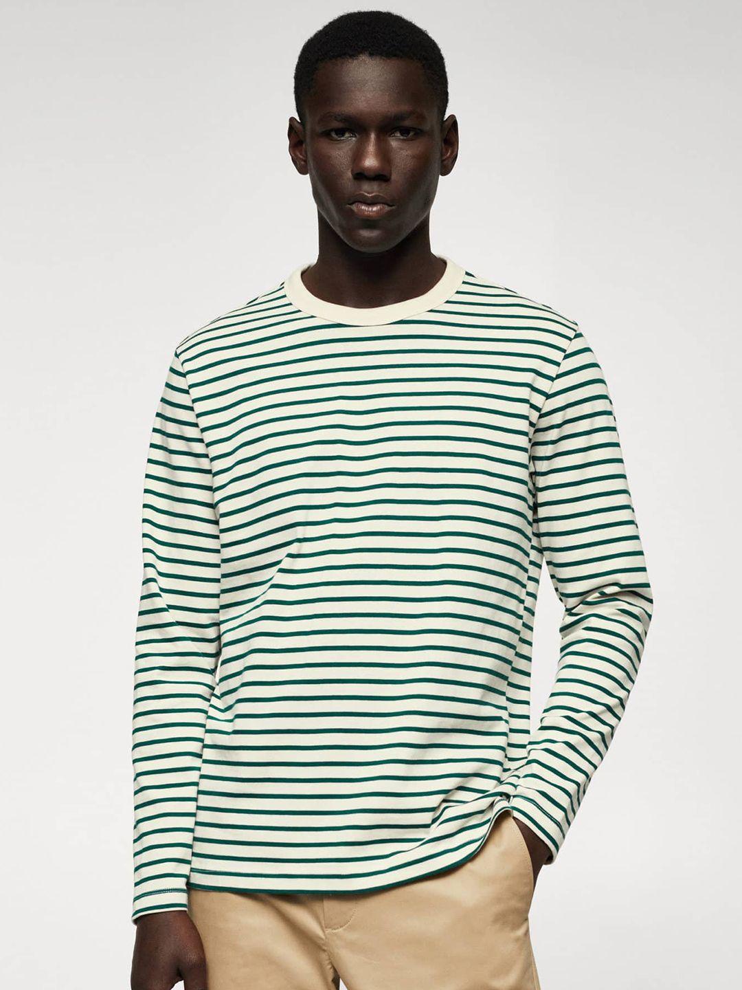 mango man striped pure cotton t-shirt