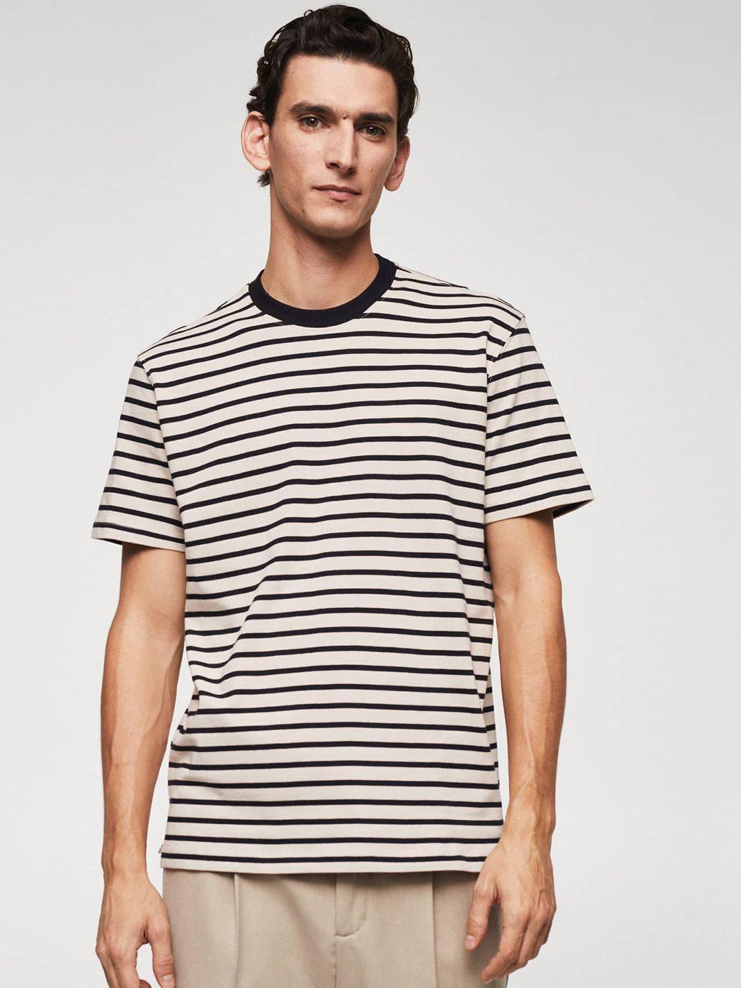 mango man striped pure cotton t-shirt