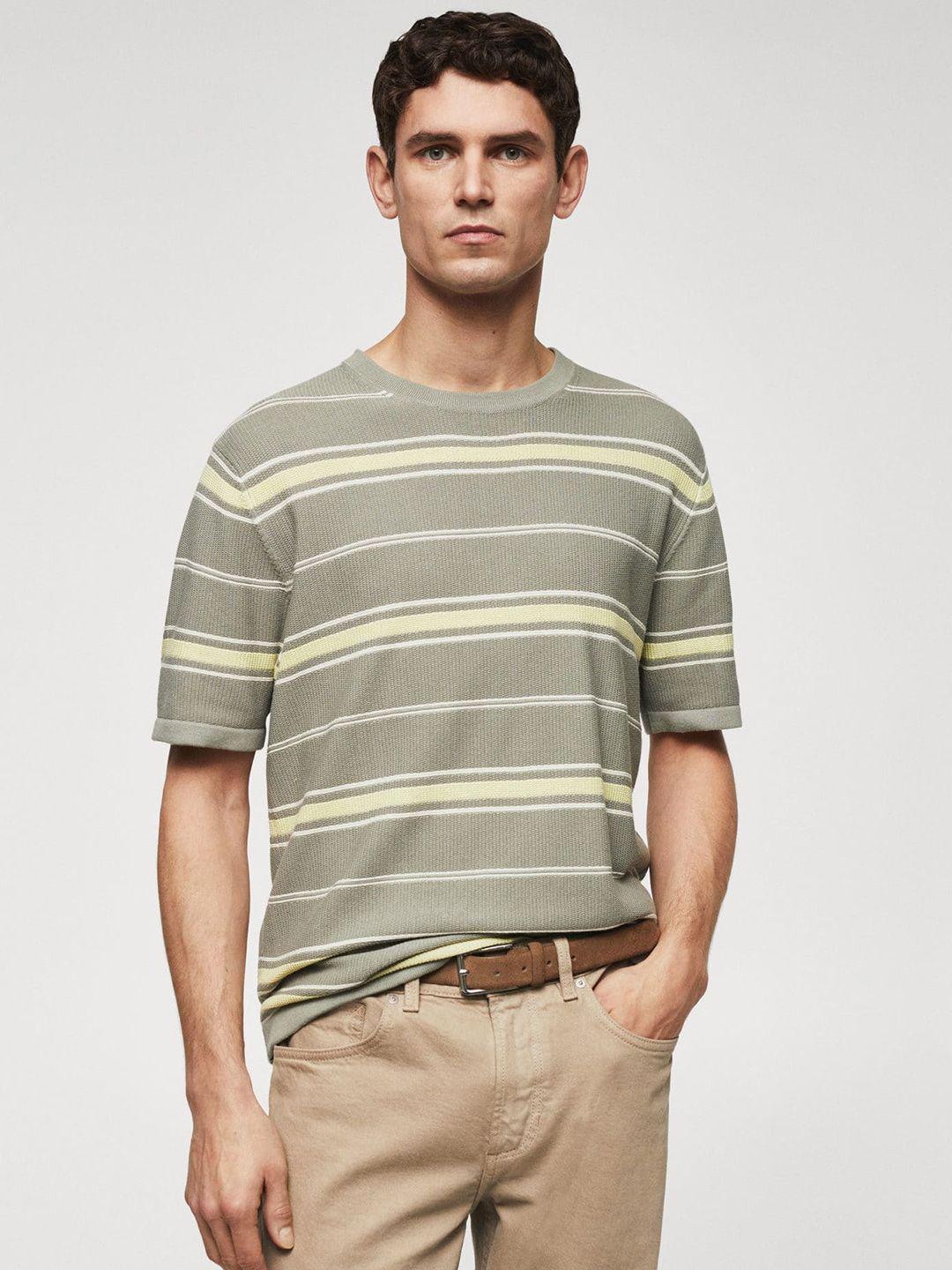 mango man striped pure cotton t-shirt