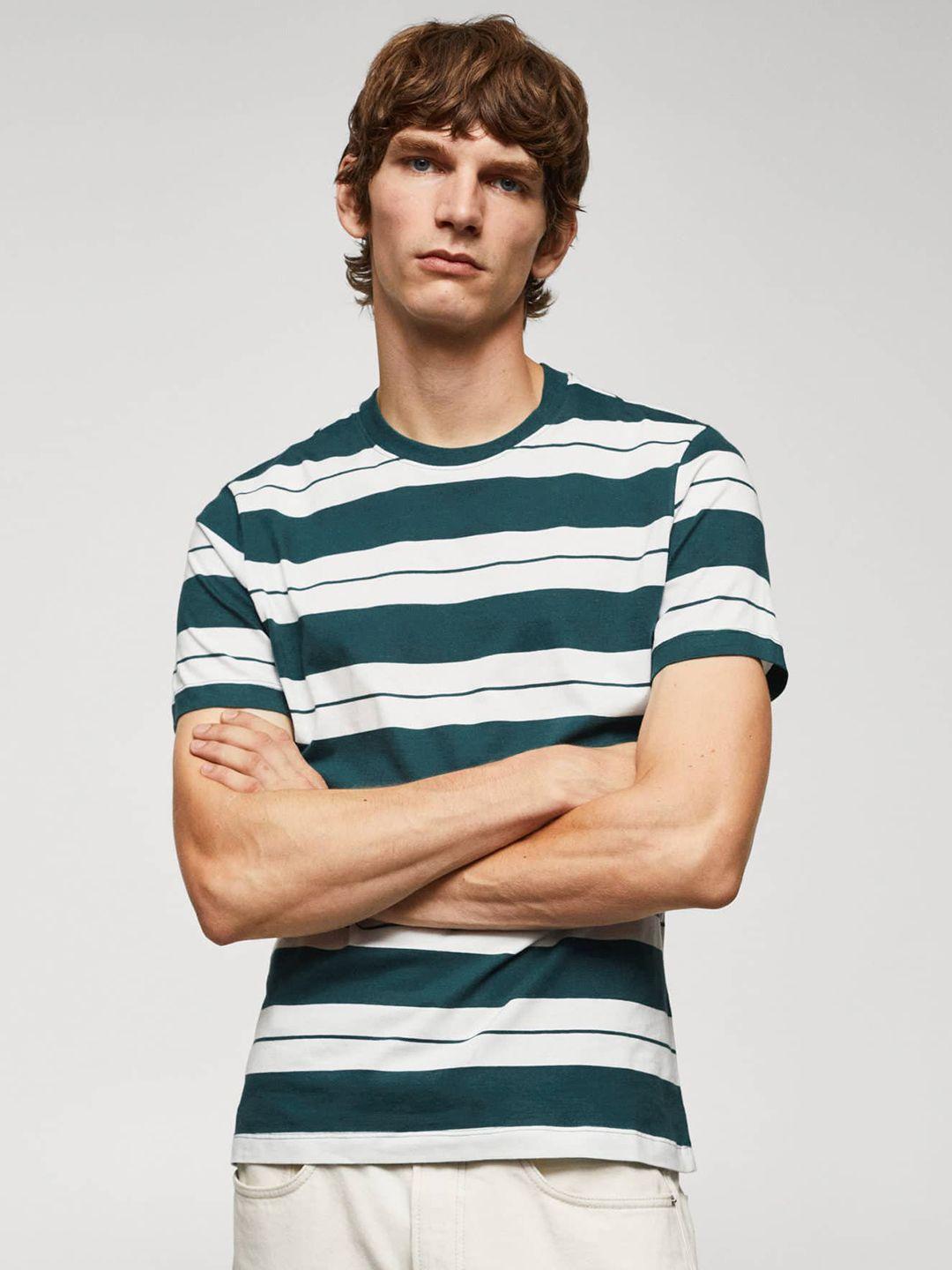 mango man striped pure cotton t-shirt