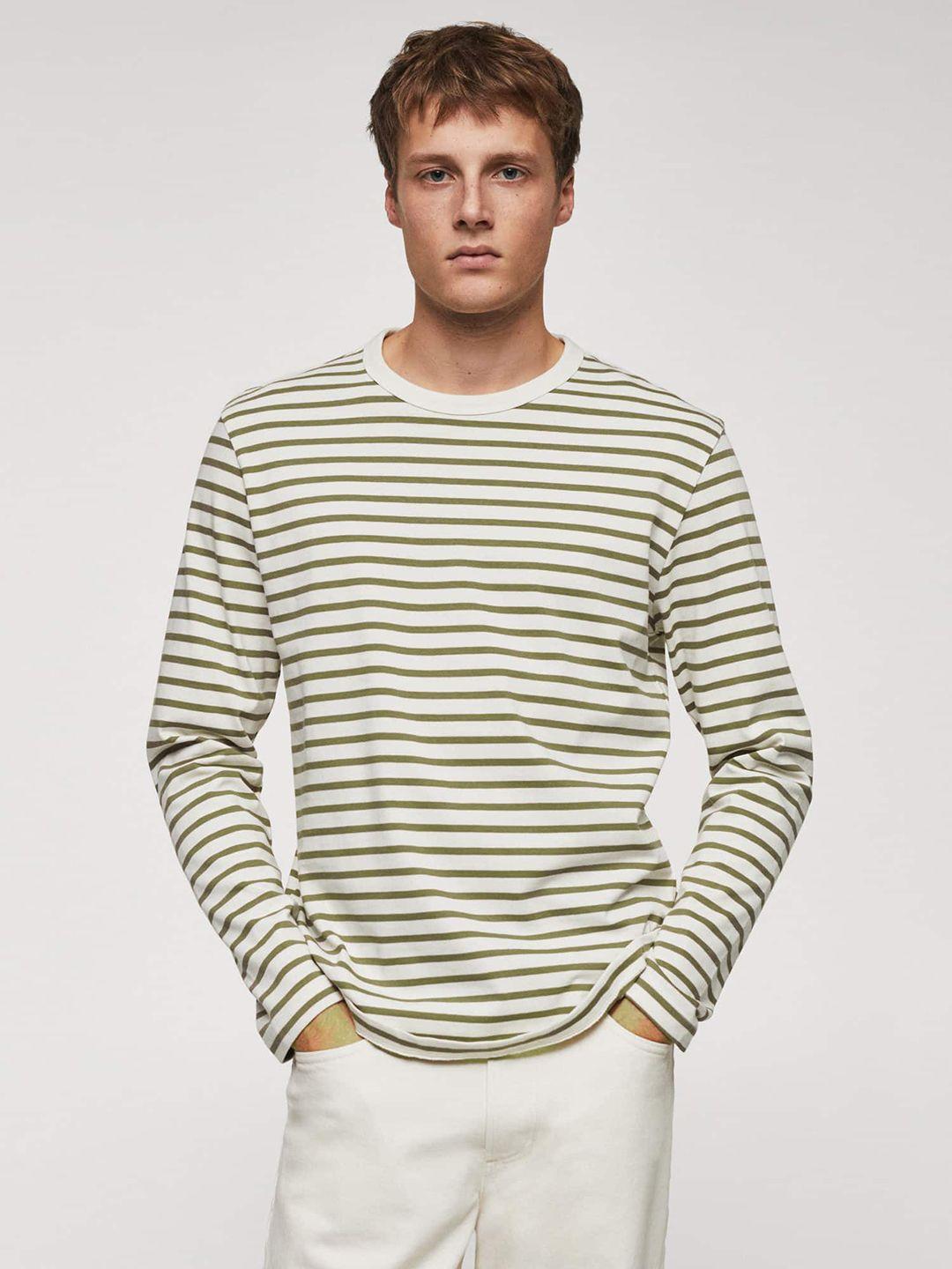 mango man striped pure cotton t-shirt