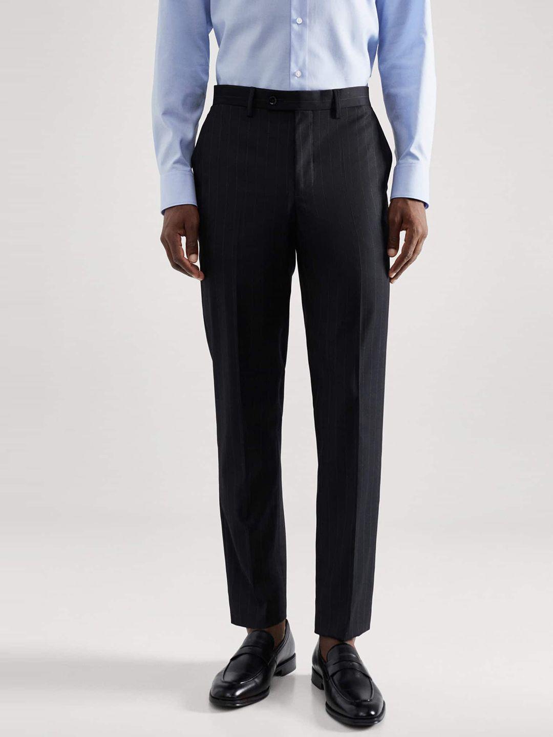 mango man striped slim fit formal trousers