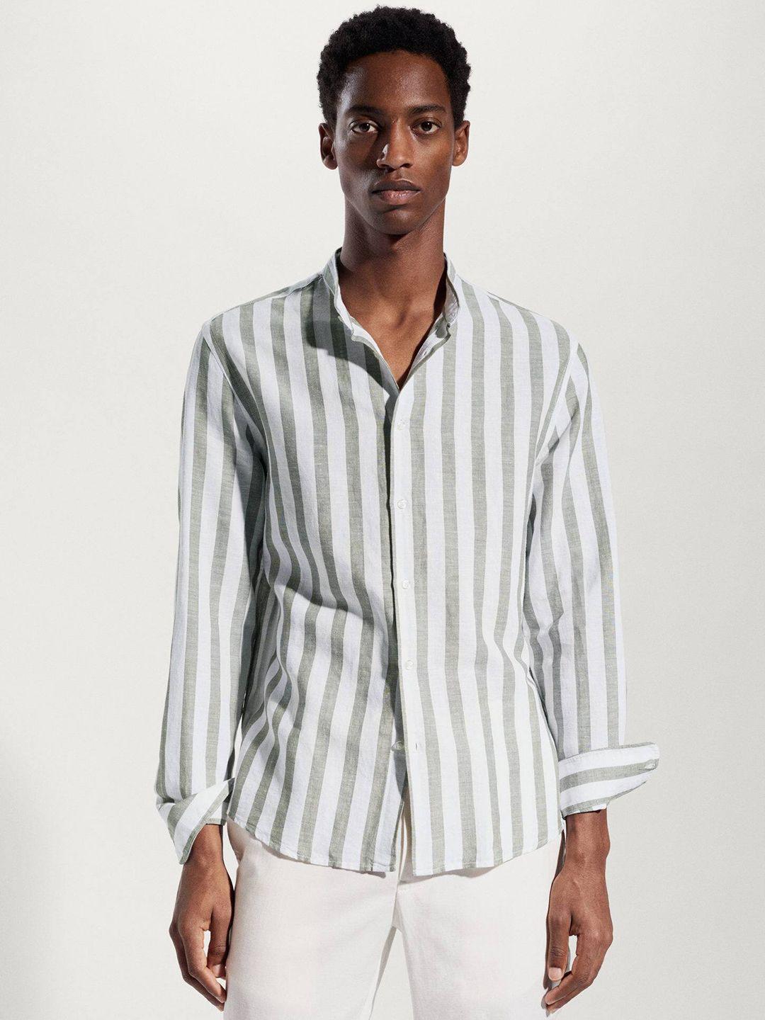 mango man striped sustainable linen cotton shirt