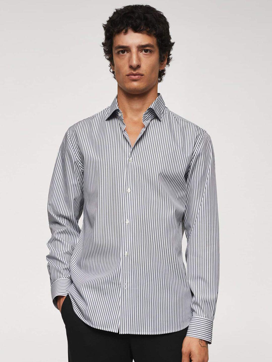 mango man sustainable cotton slim fit striped casual shirt