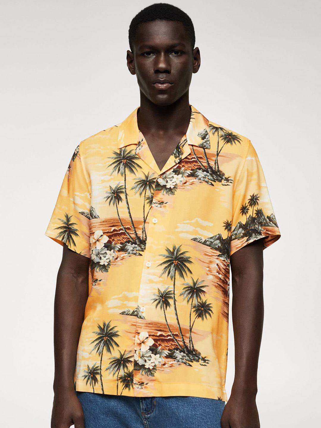 mango man sustainable tropical printed casual shirt