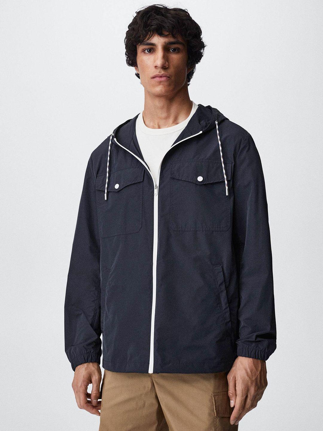 mango man water-repellent windcheater hooded jacket