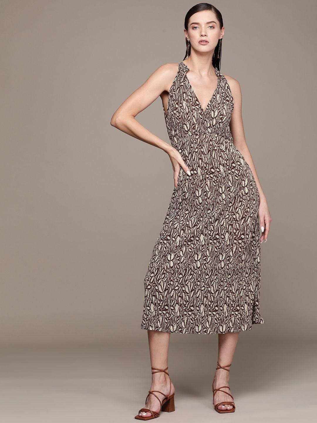 mango micro pleated printed a-line midi dress