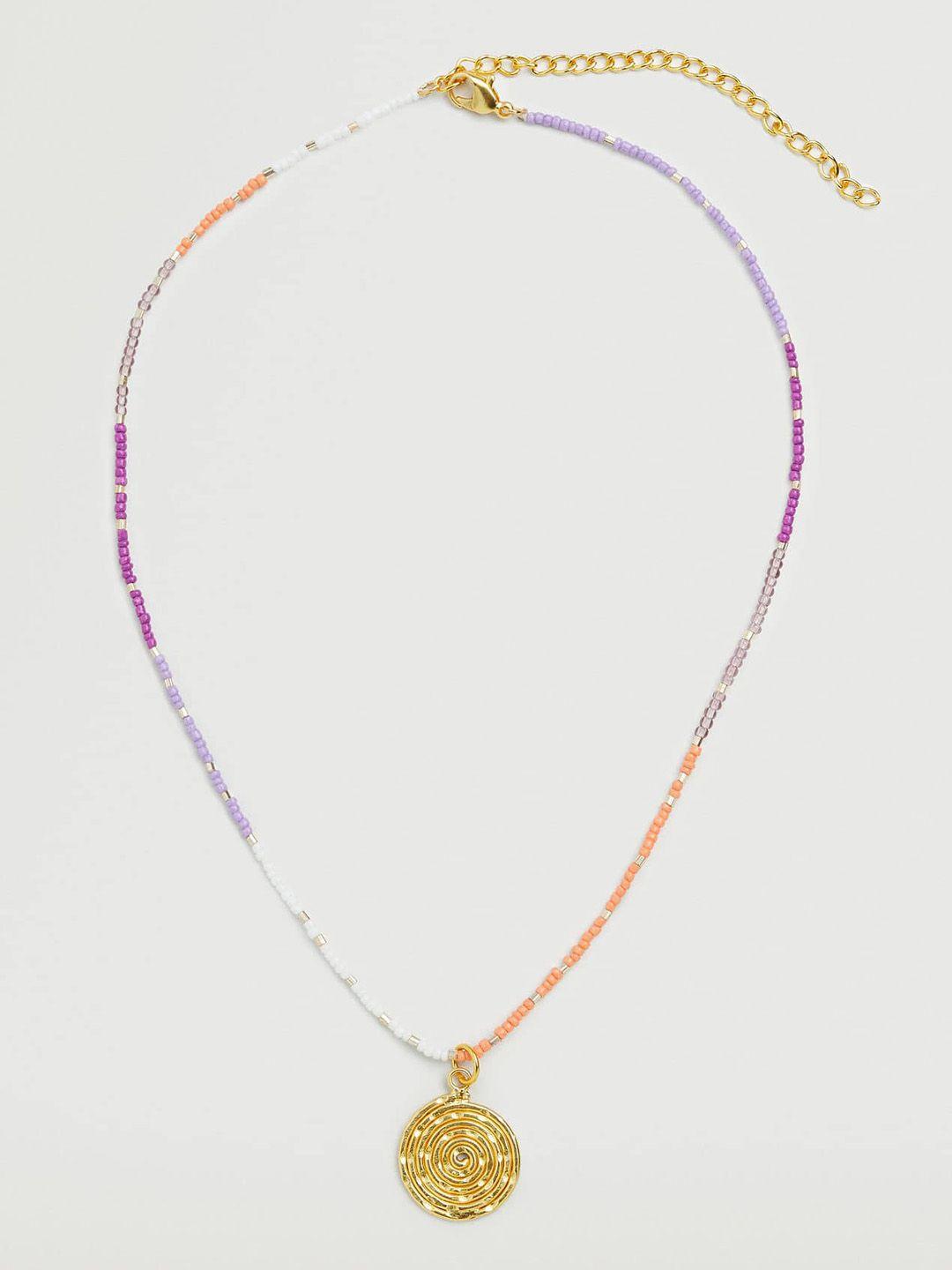 mango multicoloured beaded necklace with gold-toned pendant