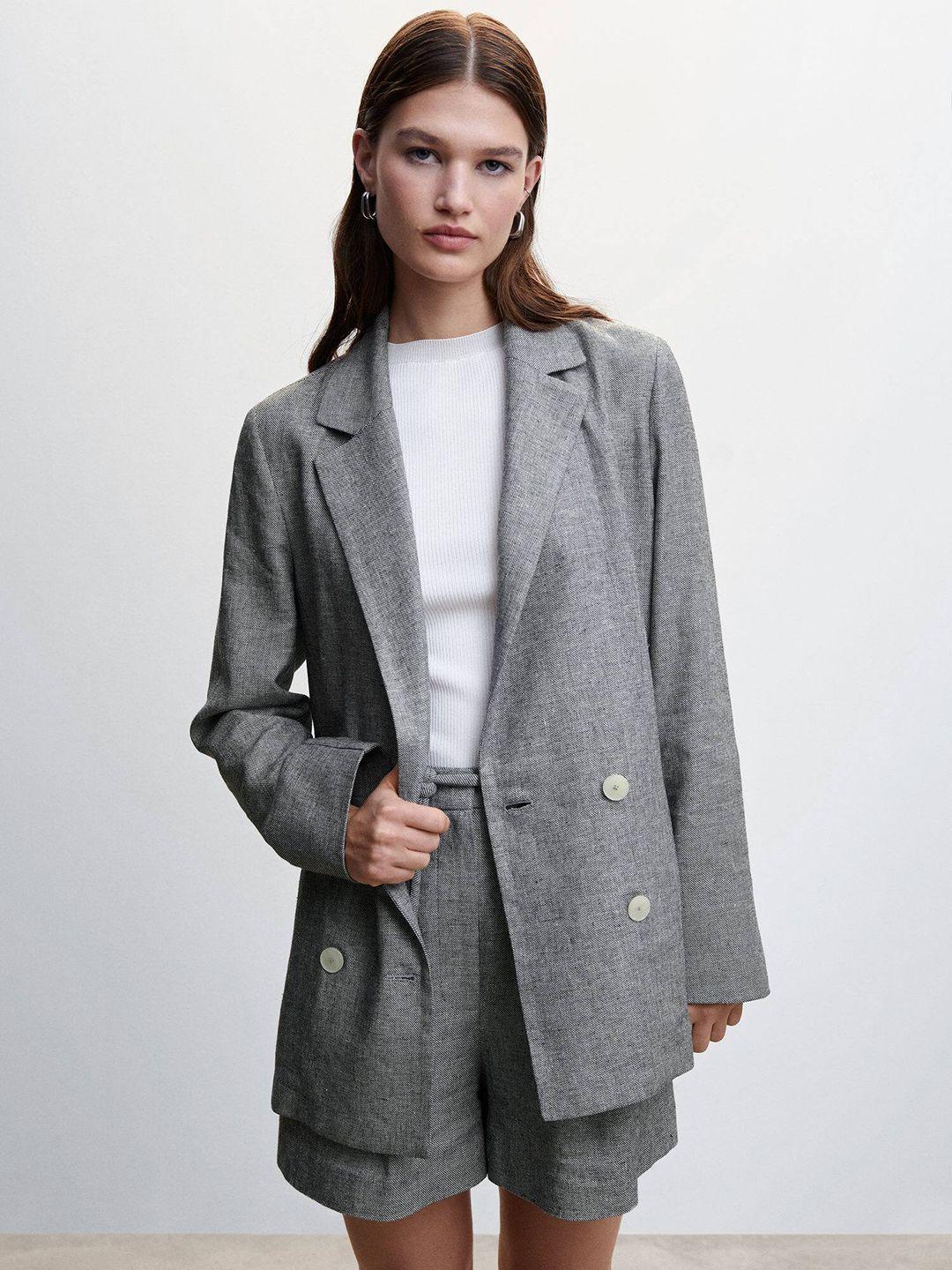 mango notched lapel collar double-breasted blazer