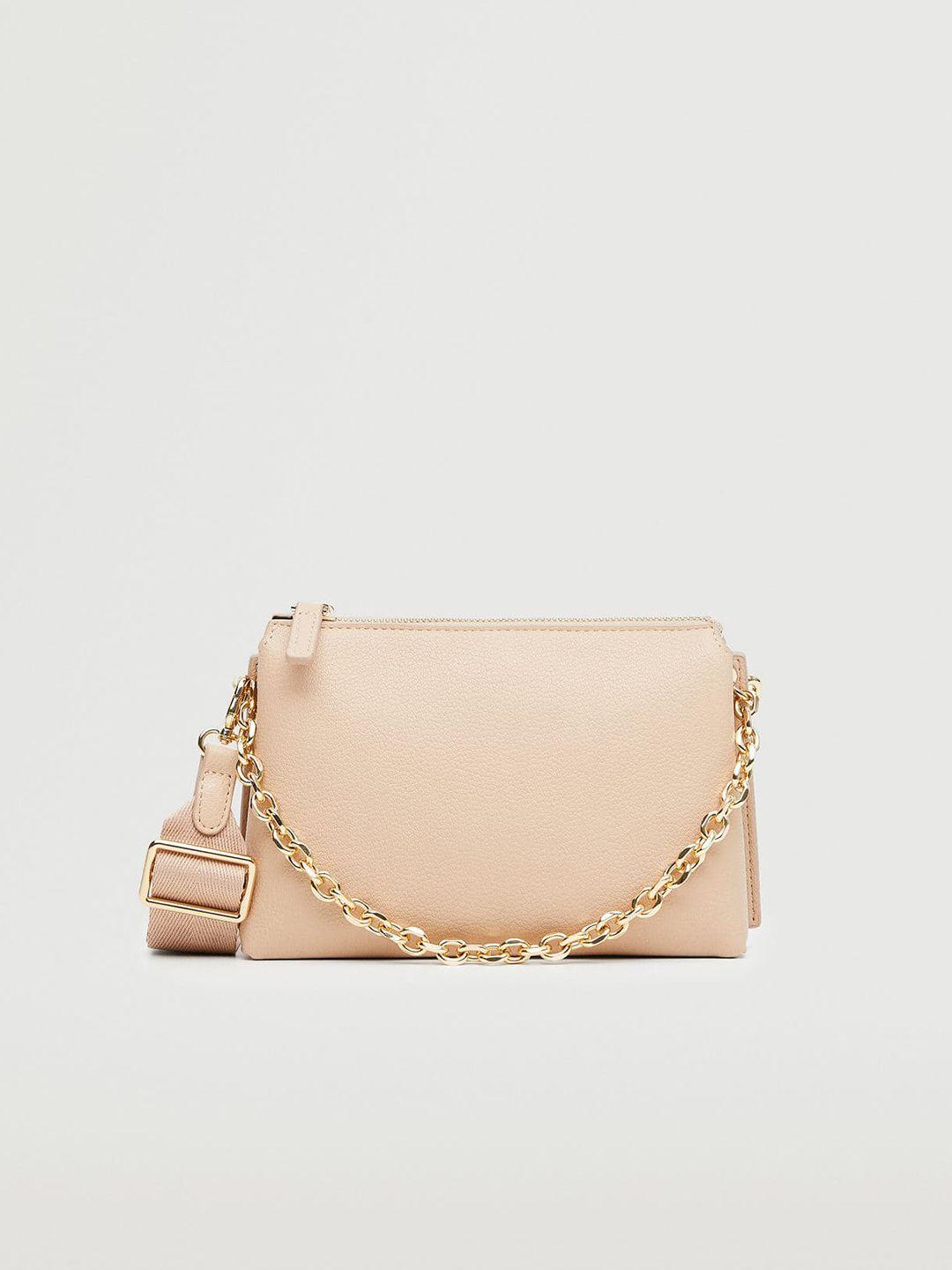 mango nude-coloured textured structured sling bag