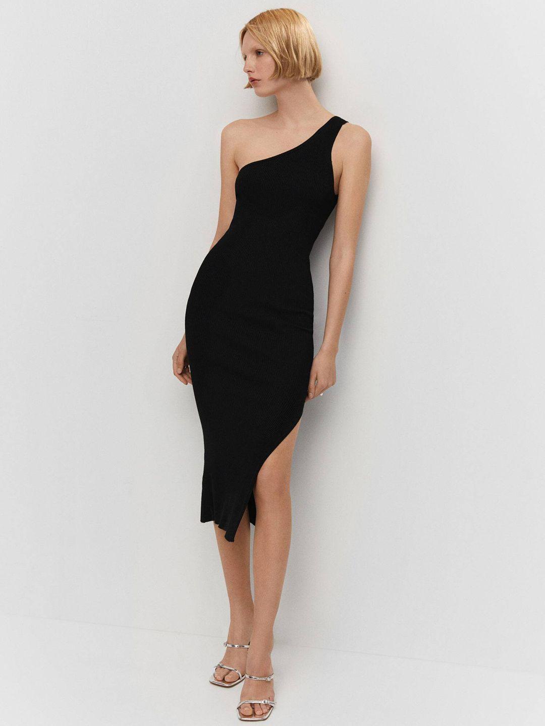 mango one shoulder bodycon midi dress