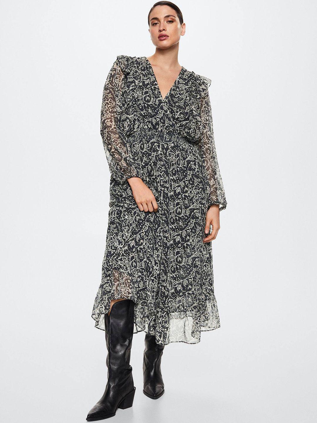 mango paisley print a-line midi dress