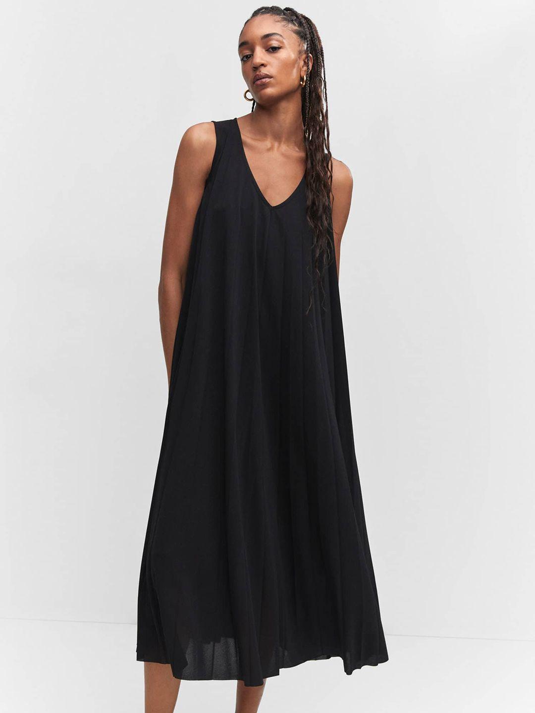 mango pleated a-line midi dress