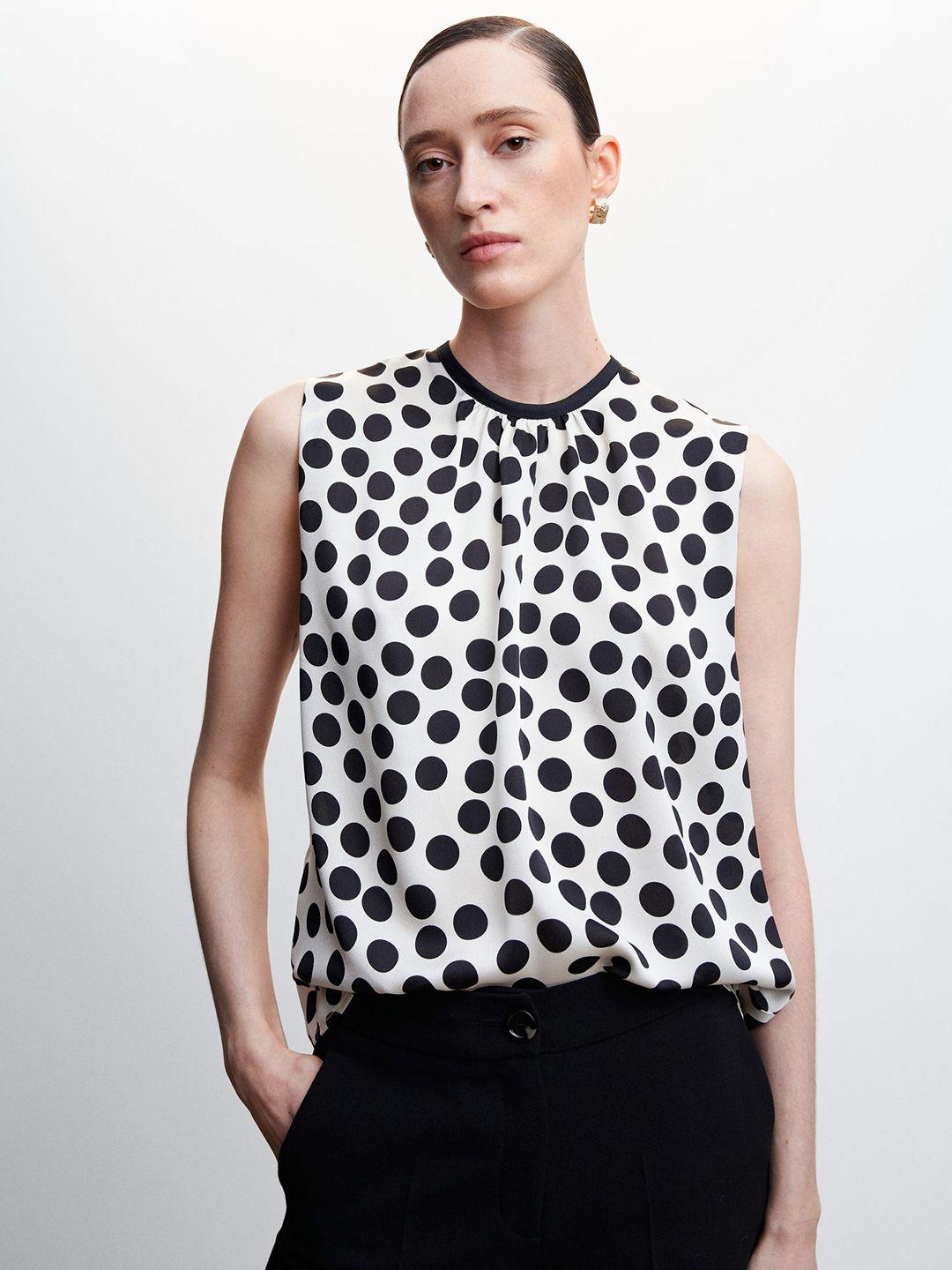 mango polka dot print top