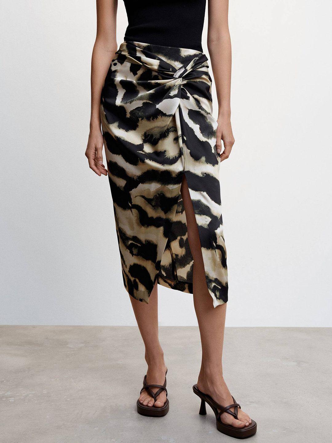 mango printed casual pencil midi skirt