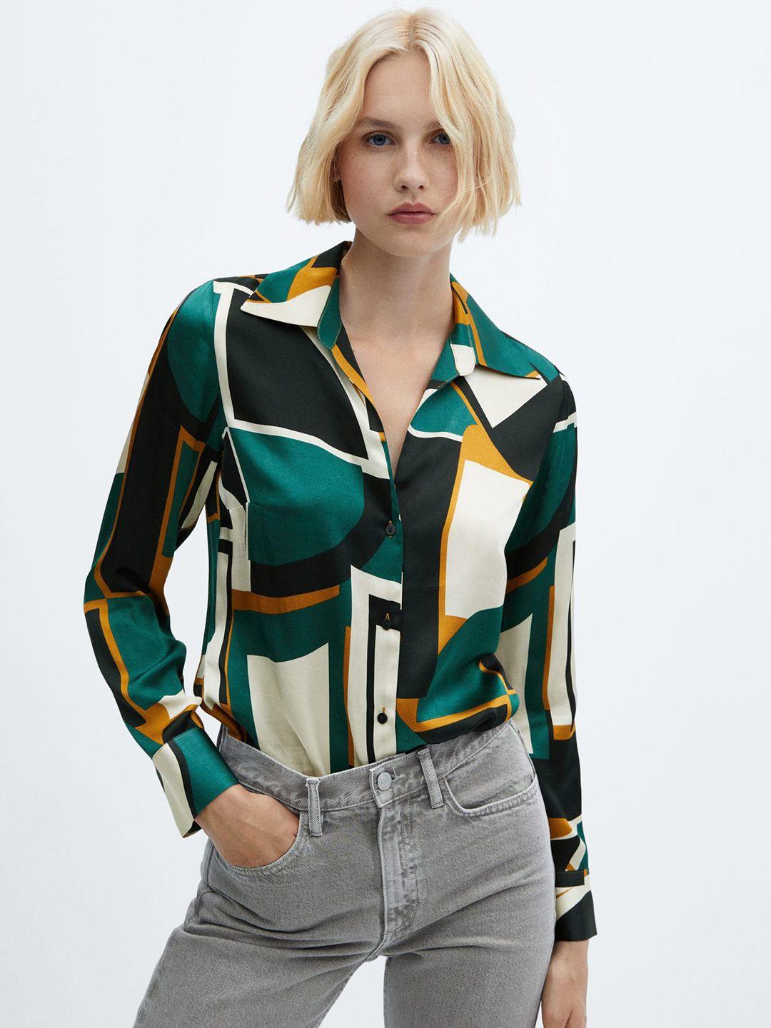 mango printed satin-finish shirt