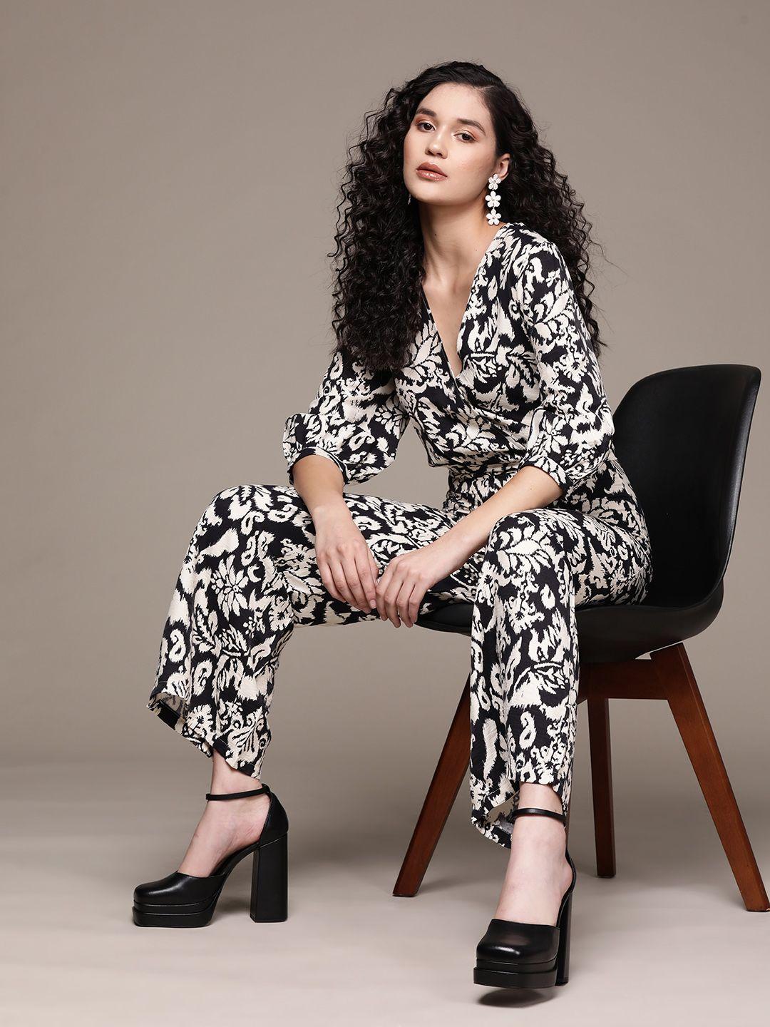 mango printed wrap jumpsuit