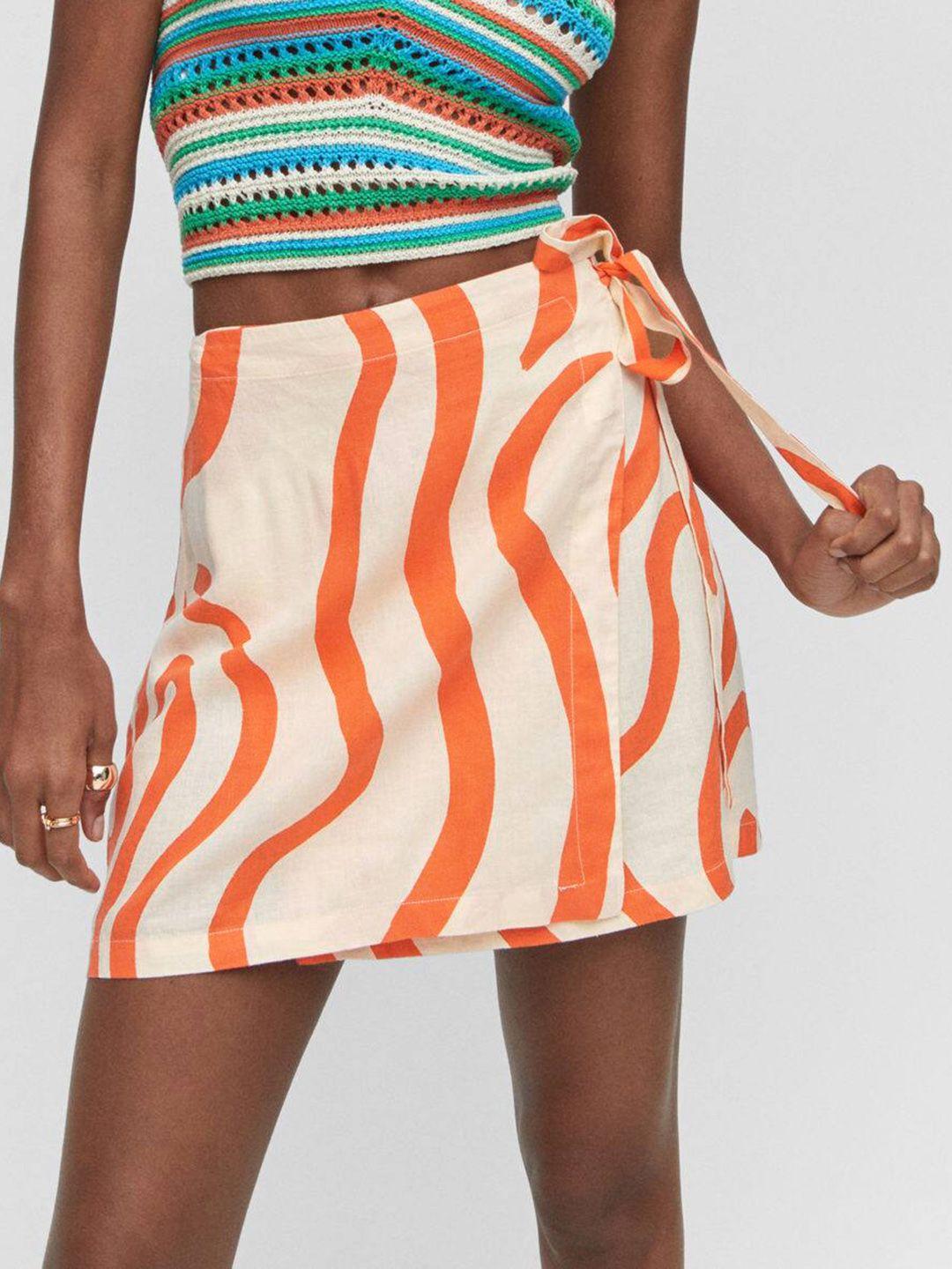 mango printed wrap style mini skirt