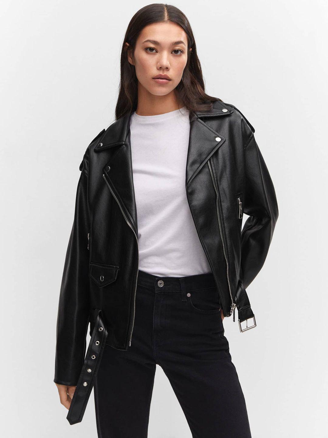 mango pu coated leather  jacket