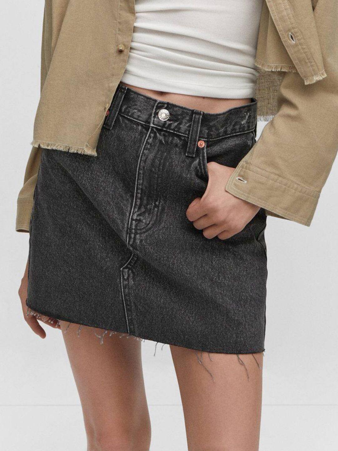 mango pure cotton denim mini skirt