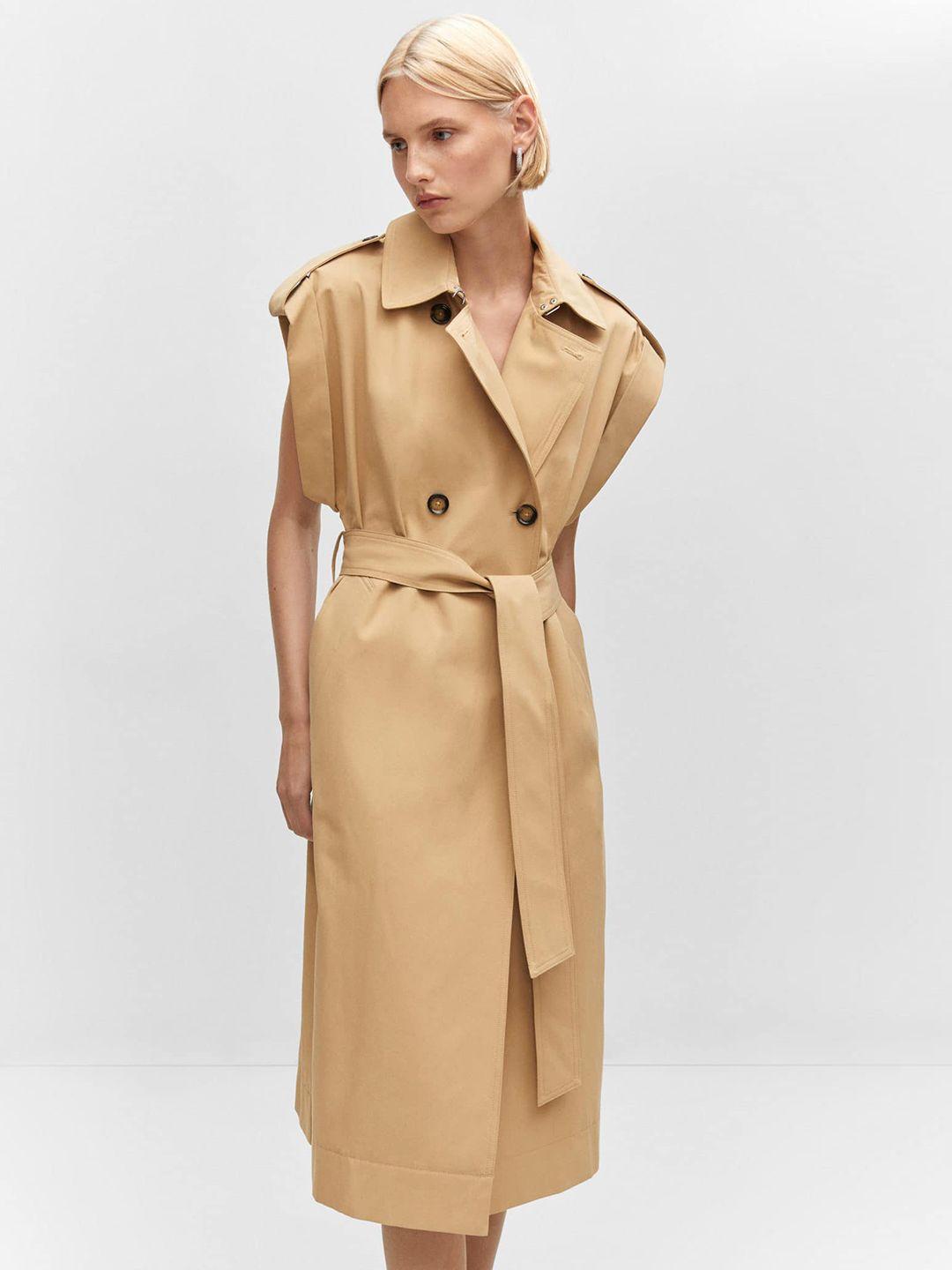 mango pure cotton double-breasted trench coat with belt