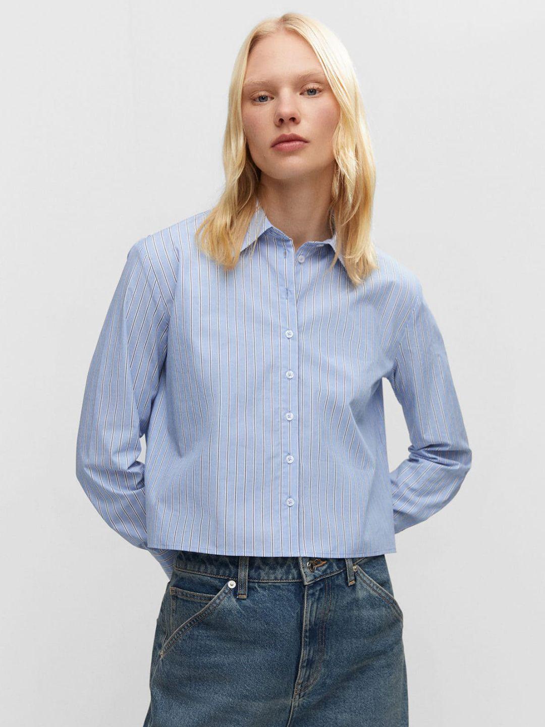 mango pure cotton striped casual shirt