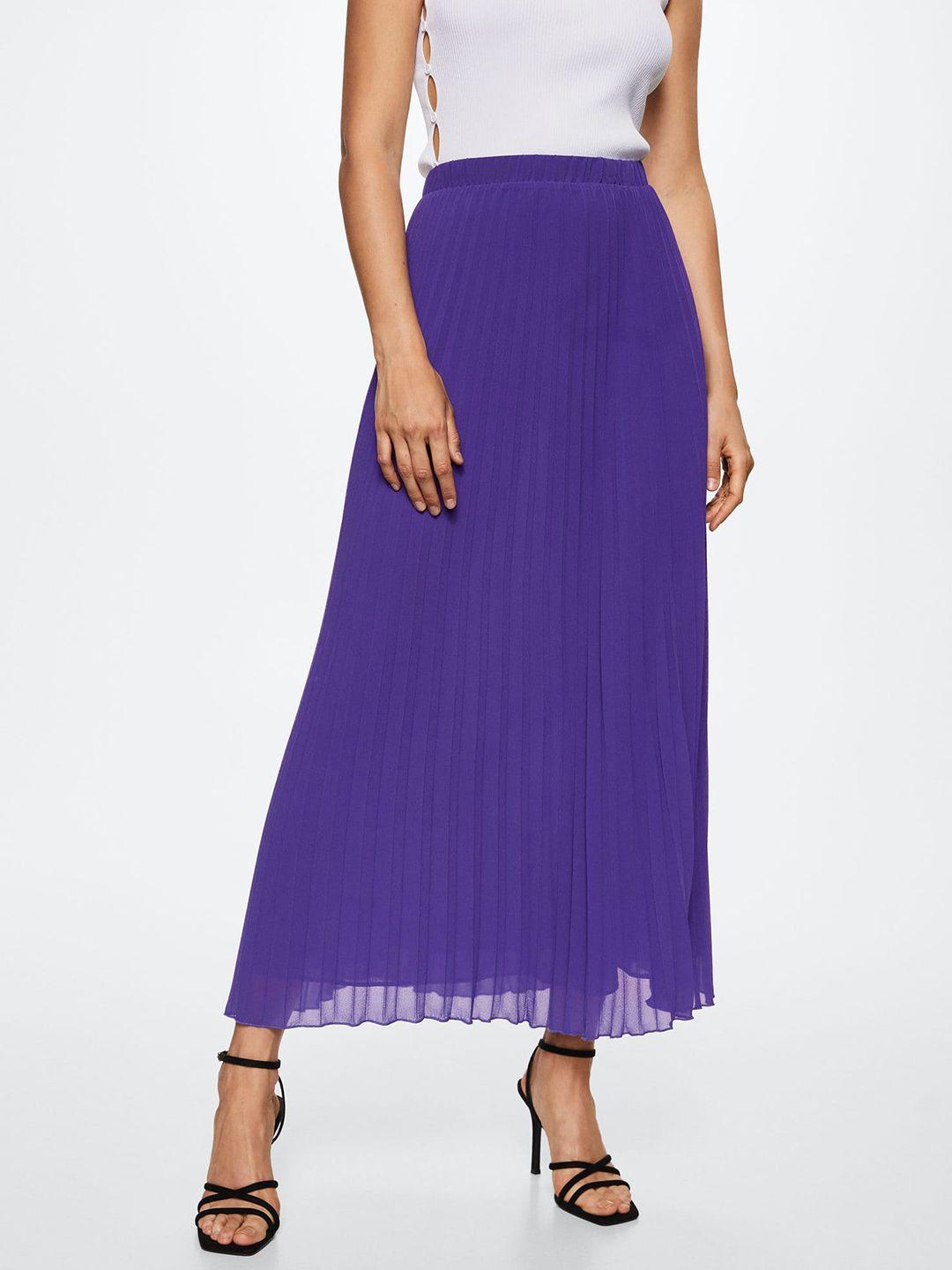 mango purple pleated a-line maxi sustainable skirt