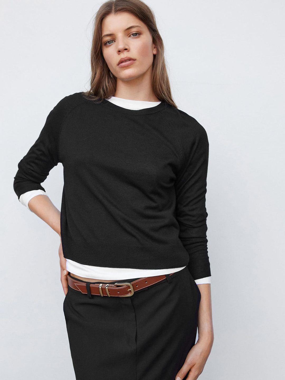 mango raglan sleeves fine-knit pullover