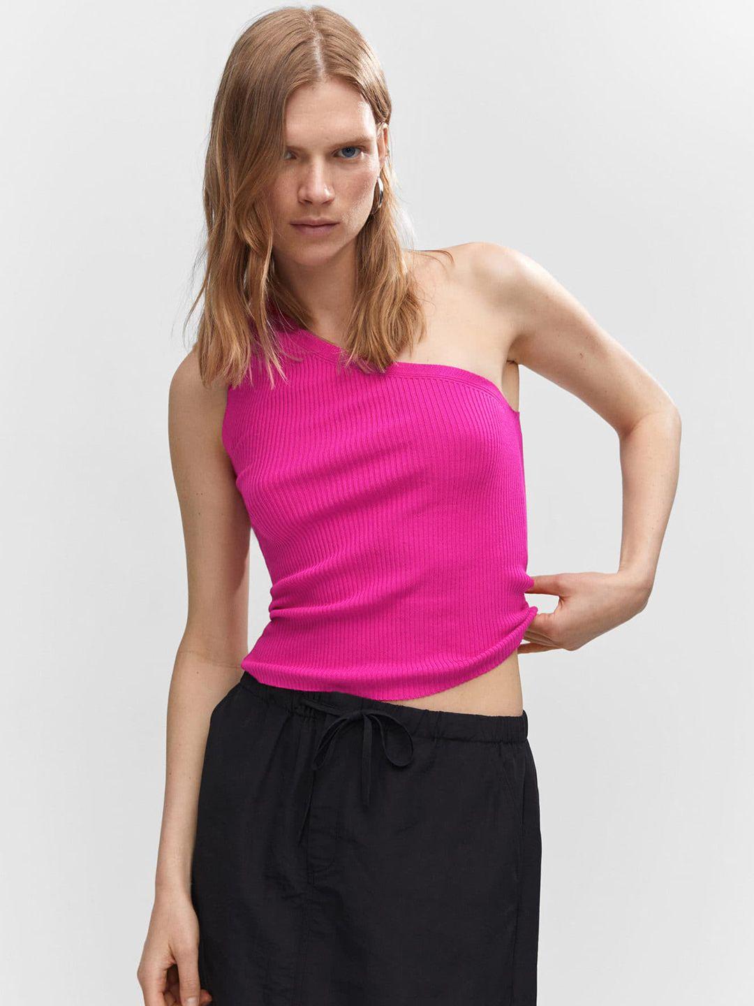 mango ribbed one shoulder top