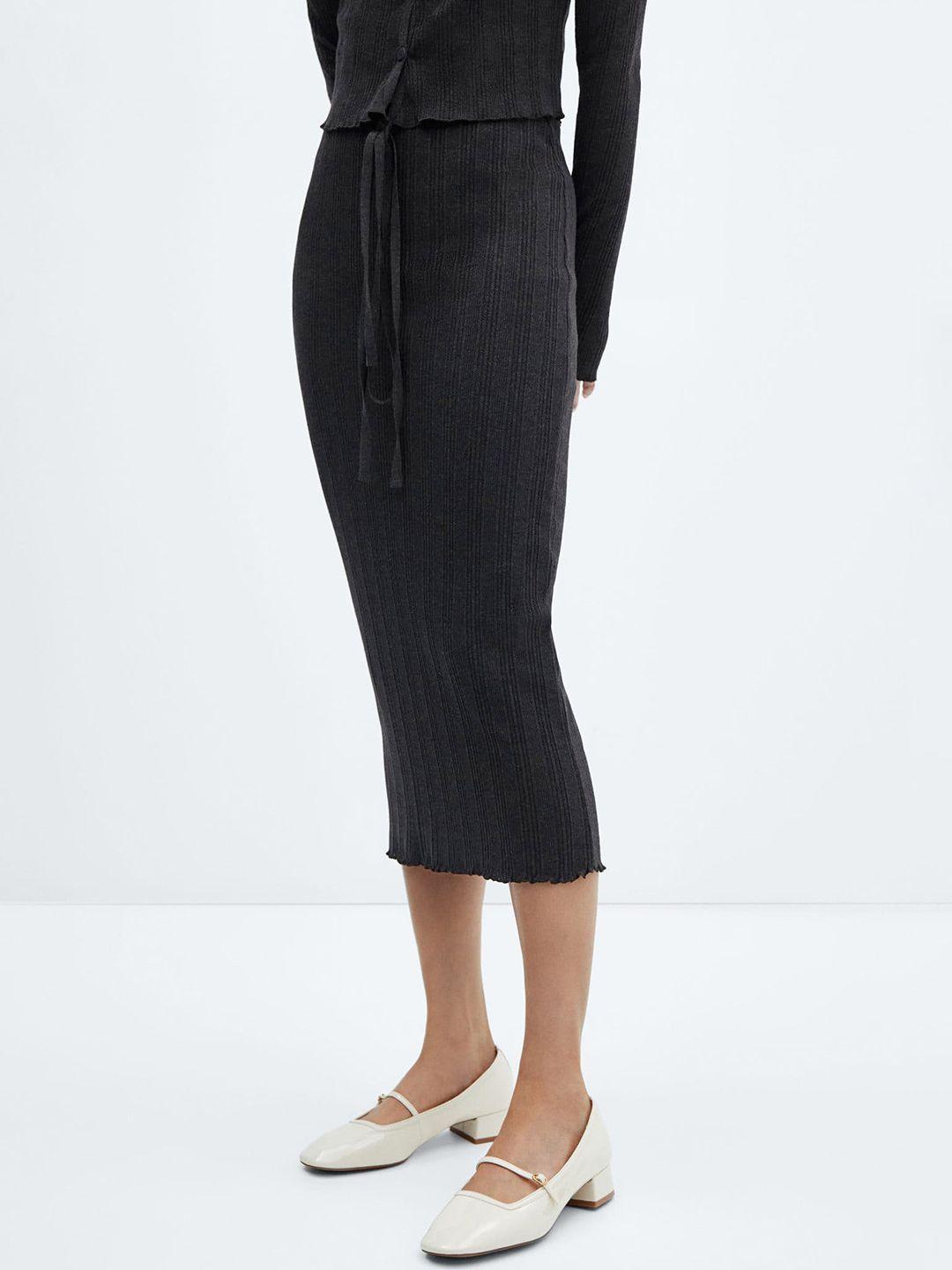 mango ribbed pencil midi skirt