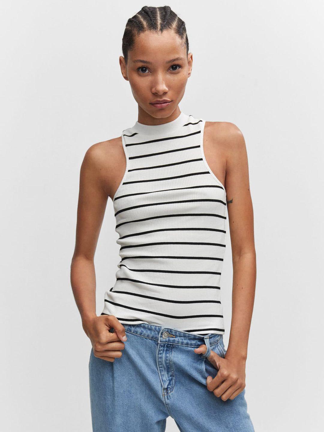 mango ribbed striped cotton top