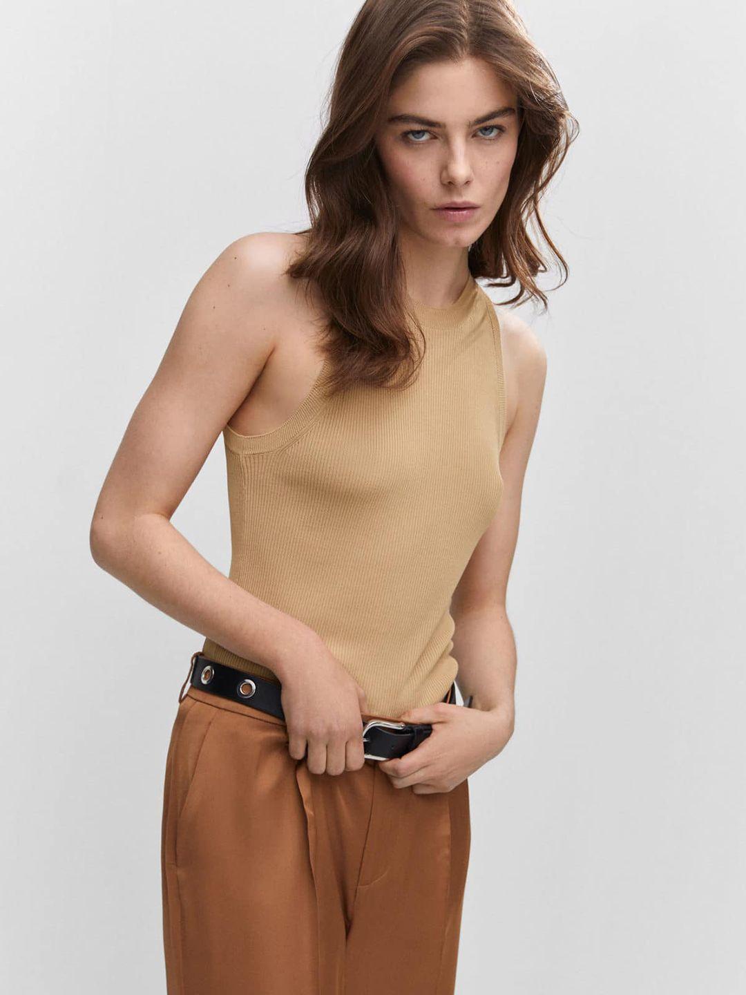 mango round neck fitted top