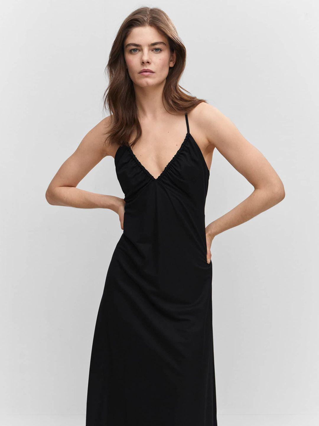 mango ruched styled back midi dress