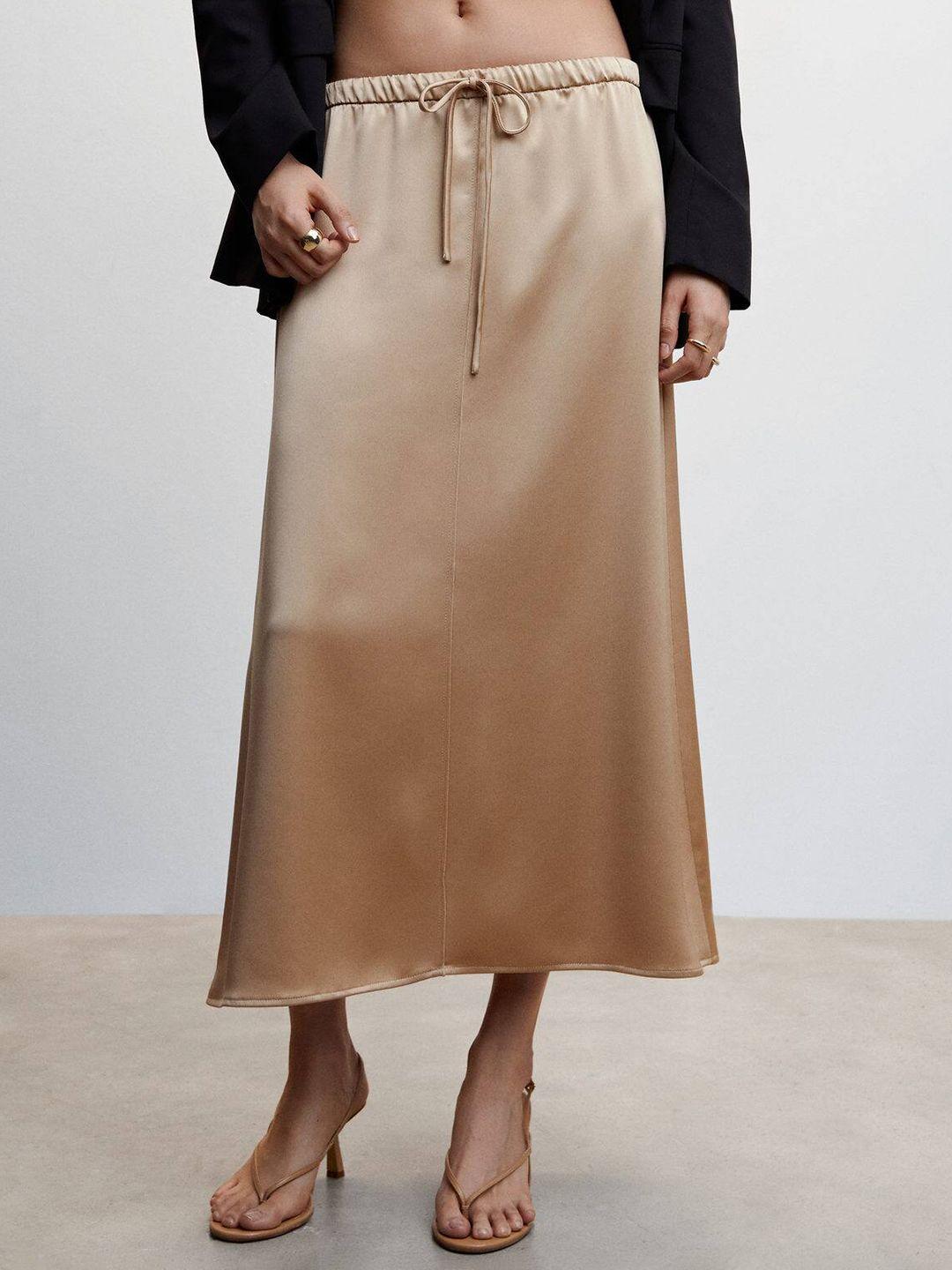 mango satin midi a-line skirt