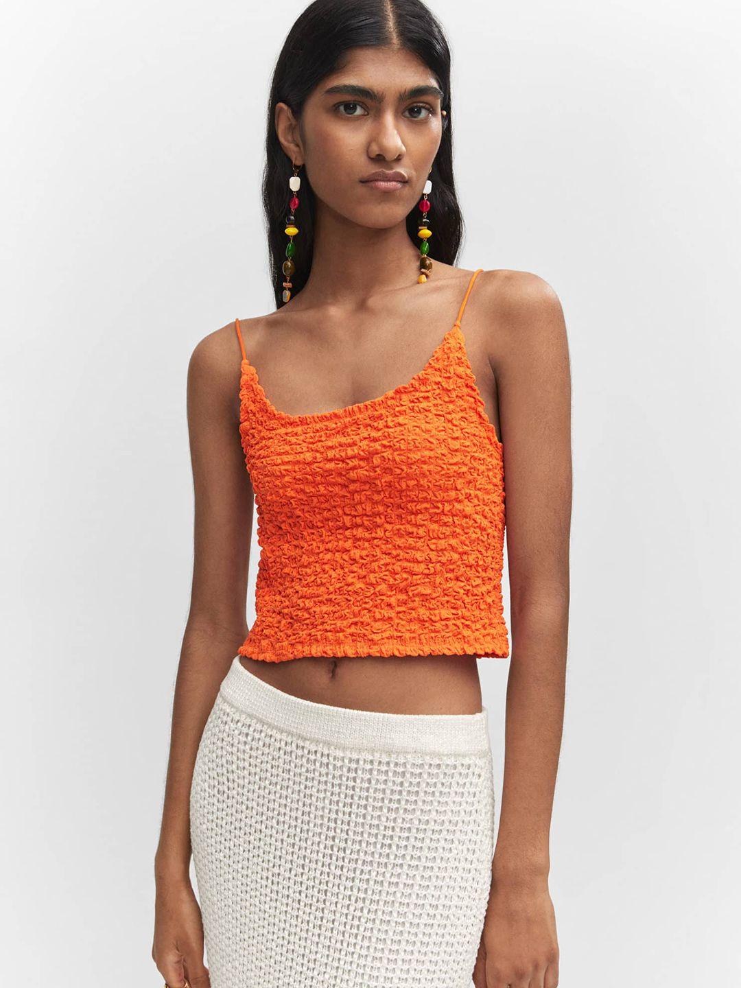 mango seersucker crop top