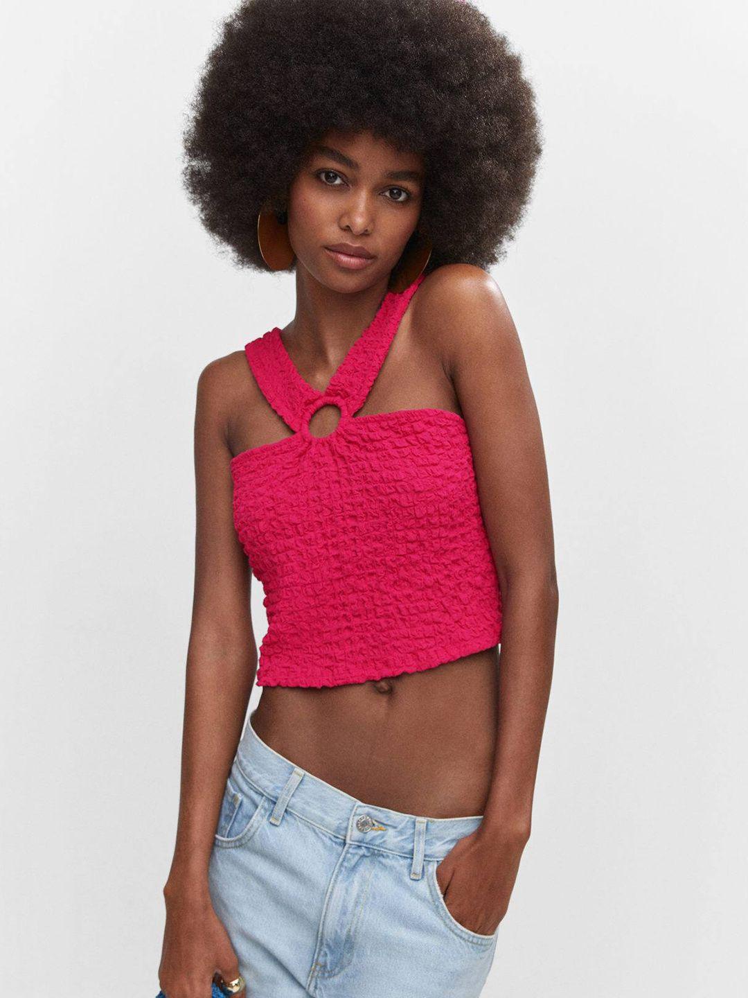 mango seersucker crop top