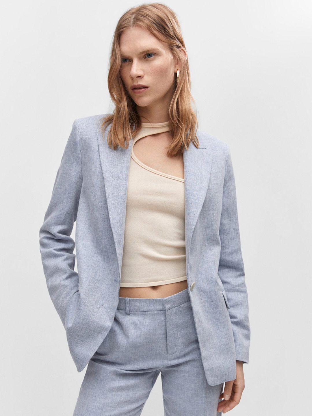 mango self designed notched lapel collar single-breasted blazer