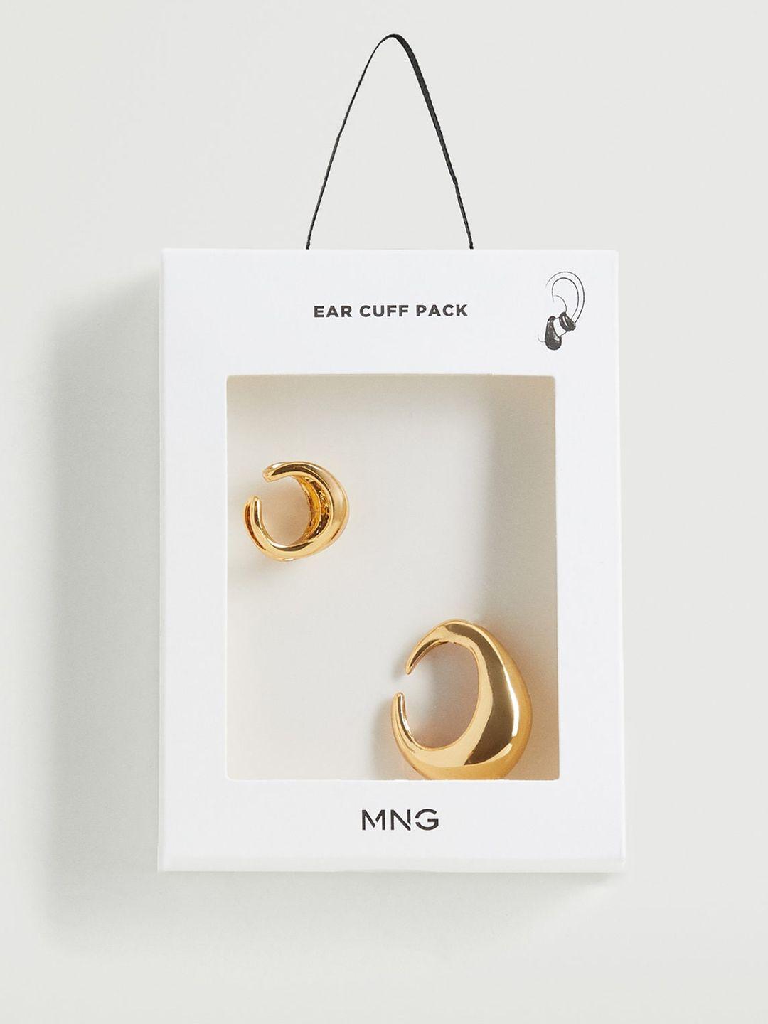 mango set of 2 gold-toned geometric mismatch ear cuffs